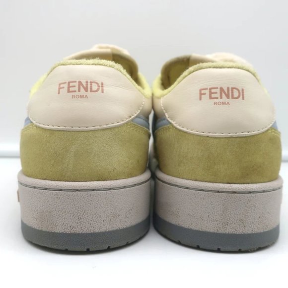 Fendi Match Sneakers Yellow Suede & Light Blue Leather Size 38 - Picture 9 of 12